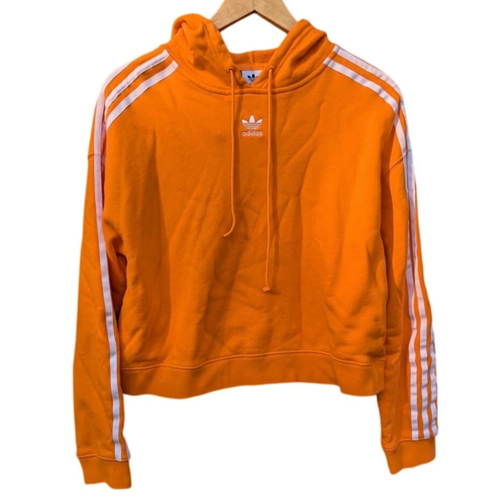 Orange Adidas cropped hoodie athletic cozy gym work out Preppy women M
